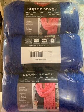 3 pack Red Heart Super Saver Yarn royal Blue brand new